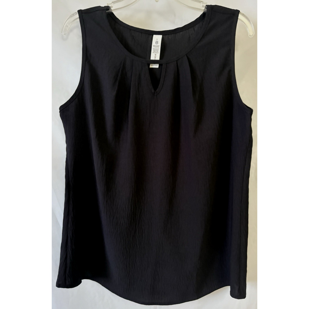 Black Sleeveless Women Black Top Size L 95% Polyester 5% Spandex